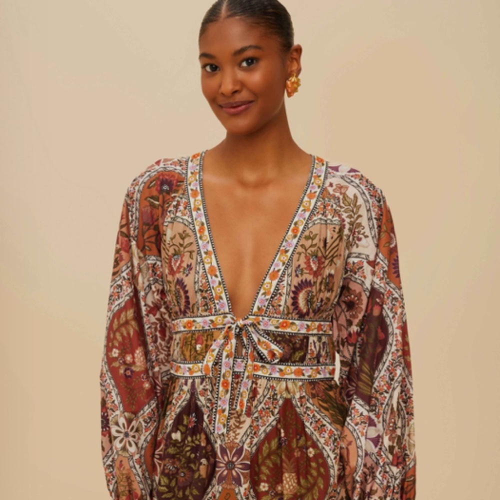 Multicolor Romantic Nature Mini Dress Medium NWT